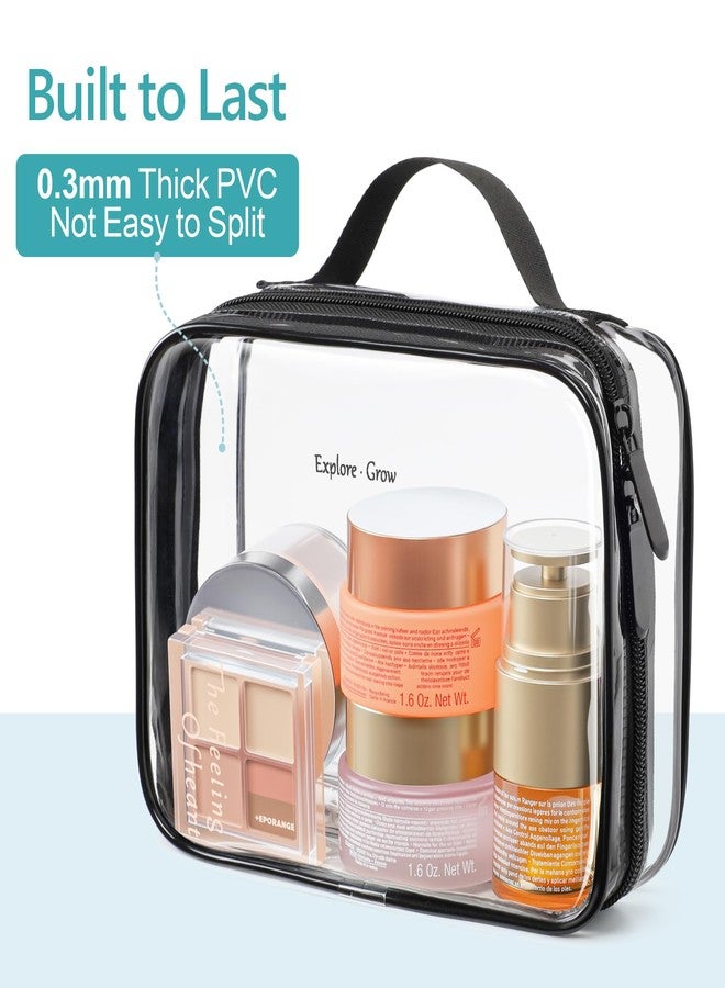 PACKISM Clear Makeup Bag - 2 Pack TSA Approved Toiletry Bag with Handle Large Opening, Clear Toiletry Bag Travel Bags for Toiletries, 1 Medium TSA Quart Carry-On & 1 Large for Checked Luggage, Black - Image 5
